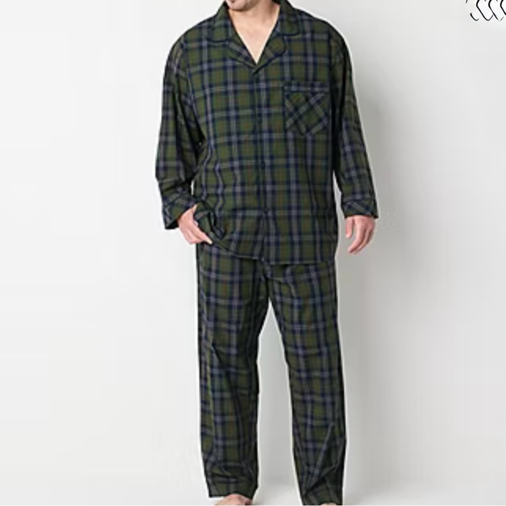 Stafford Men's Green and Blue Plaid Pajama Set size SMALL NWT